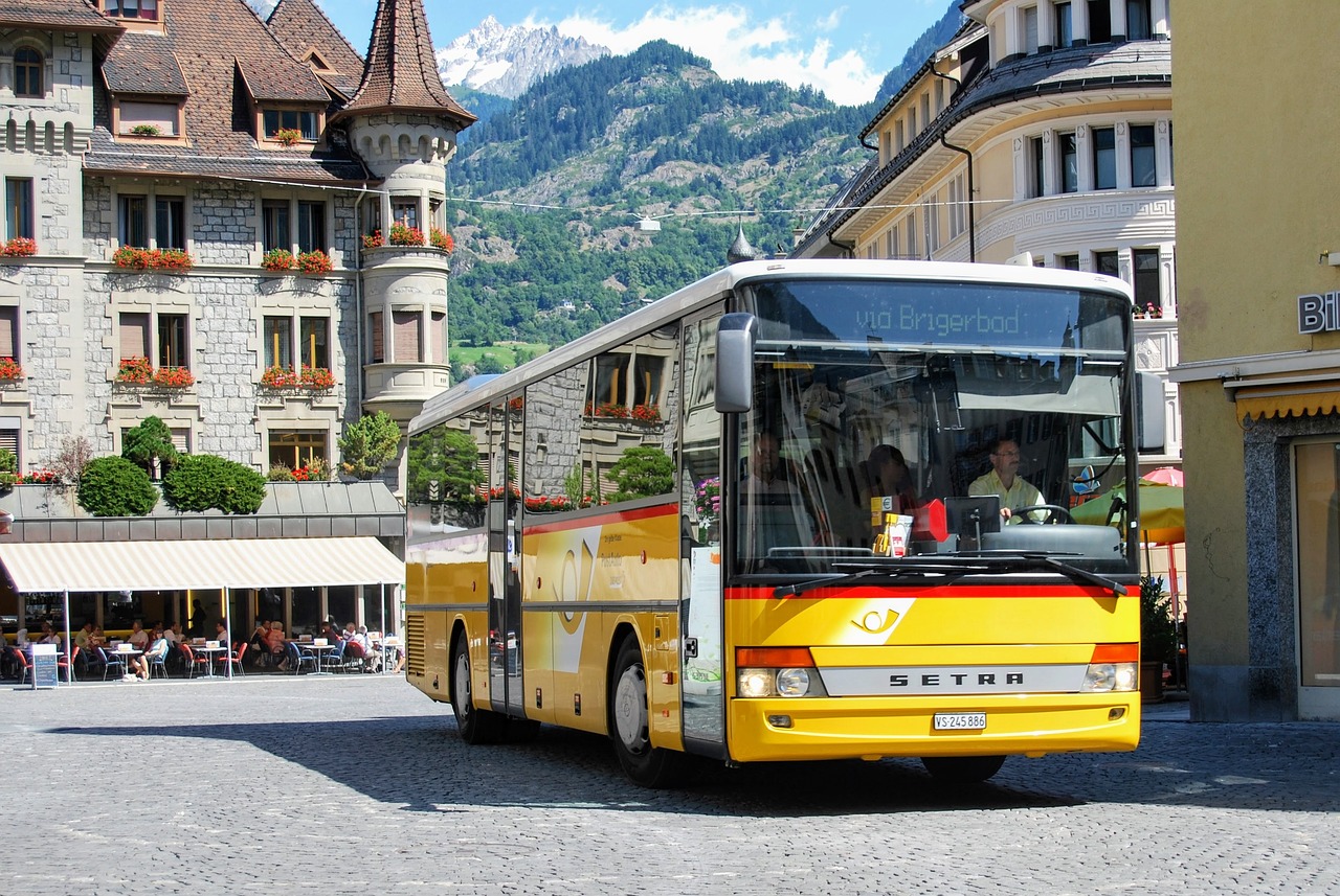 Tourist using public bus in